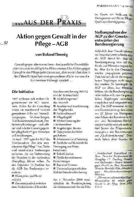Vorschauseite 1: Aktion gegen Gewalt in der Pflege - AGP
