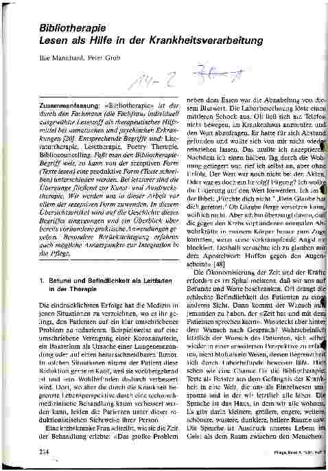 Vorschauseite 1: Bibliotherapie - Lesen als Hilfe in der Krankheitsverarbeitung