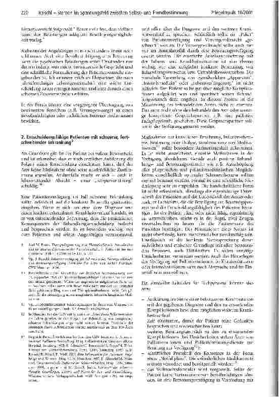 Vorschauseite 3: Sterben im Spannungsfeld zwischen Selbstund Fremdbestimmung Möglichkeiten und Grenzen von Patientenverfügungen, Vollmachten und rechtlichen Betreuungen aus praktischer Sicht