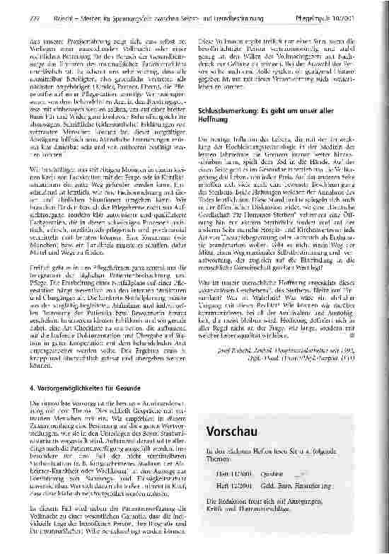 Vorschauseite 5: Sterben im Spannungsfeld zwischen Selbstund Fremdbestimmung Möglichkeiten und Grenzen von Patientenverfügungen, Vollmachten und rechtlichen Betreuungen aus praktischer Sicht