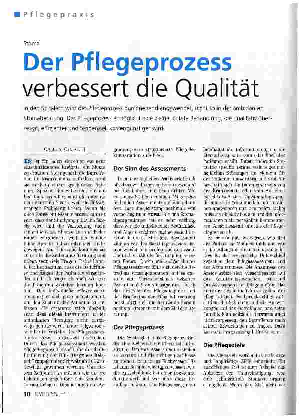 Vorschauseite 1: Der Pflegeprozess verbessert die Qualität