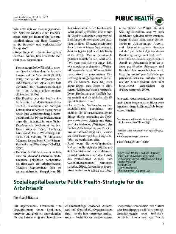 Vorschauseite 2: Arbeitsmedizin - Quo vadis?