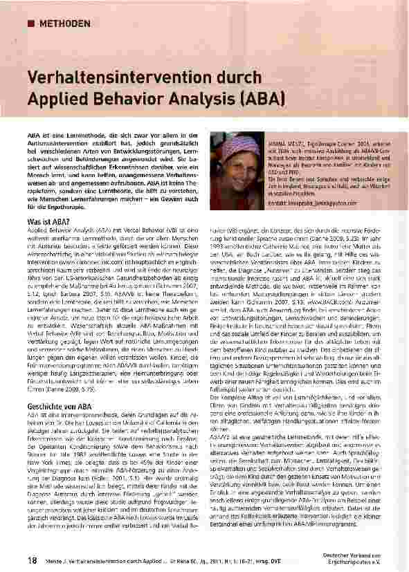 Vorschauseite 1: Verhaltensintervention durch Applied Behavior Analysis (ABA)
