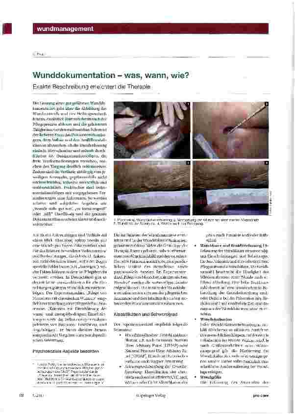 Vorschauseite 1: Wunddokumentation - was, wann, wie?