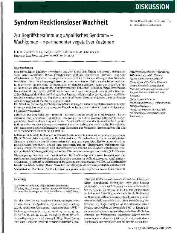 Vorschauseite 1: Syndrom Reaktionsloser Wachheit