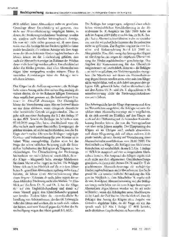 Vorschauseite 3: Abschluss eines Altersteilzeitarbeitsverhältnisses steht im pflichtgemäßen Ermessen des Arbeitgebers Anlage 17 der AVR §2 Abs. 1 und Abs. 3; AtC §4; ACC § 1, § 2 Abs. 1 Nr. 2, § 1…