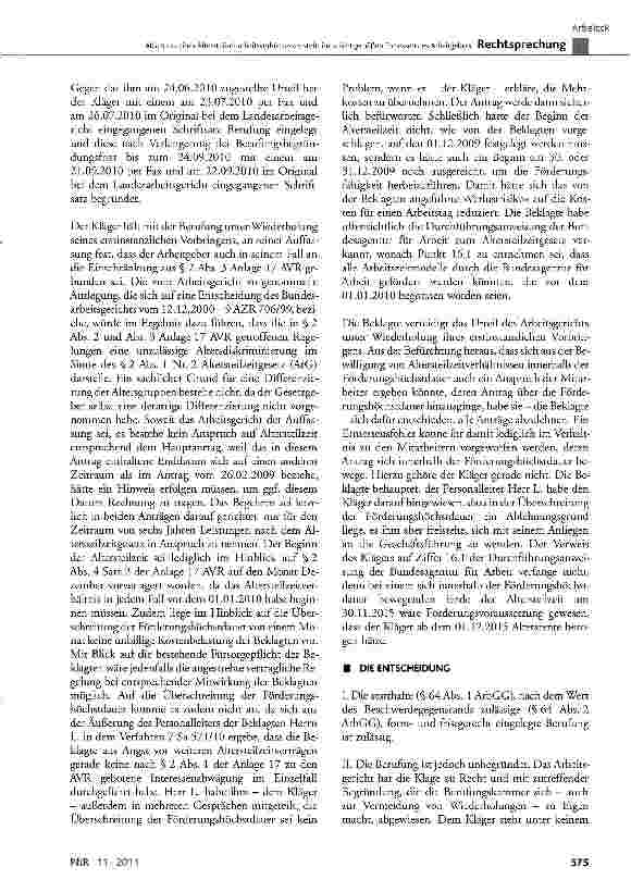 Vorschauseite 4: Abschluss eines Altersteilzeitarbeitsverhältnisses steht im pflichtgemäßen Ermessen des Arbeitgebers Anlage 17 der AVR §2 Abs. 1 und Abs. 3; AtC §4; ACC § 1, § 2 Abs. 1 Nr. 2, § 1…