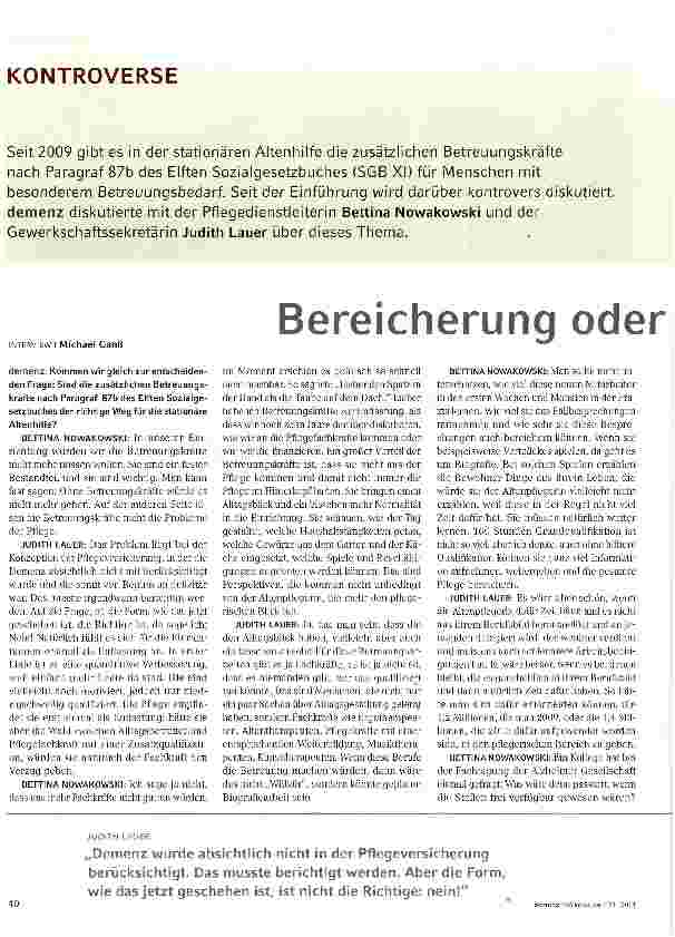 Vorschauseite 1: Bereicherung oder Augenwischerei?