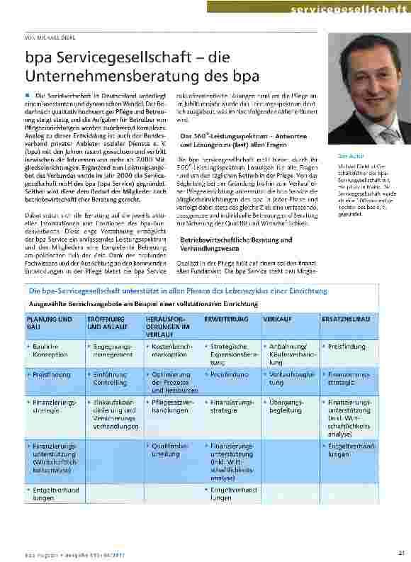 Vorschauseite 1: bpa Servicegesellschaft - die Unternehmensberatung des bpa