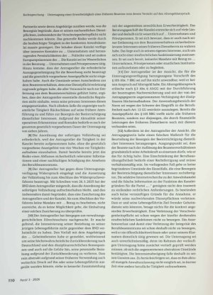 Vorschauseite 2: Zum Beamtenrecht Untersagung einer Erwerbstätigkeit eines früheren Beamten trotz dessen Verzicht auf den Altersgeldanspruch