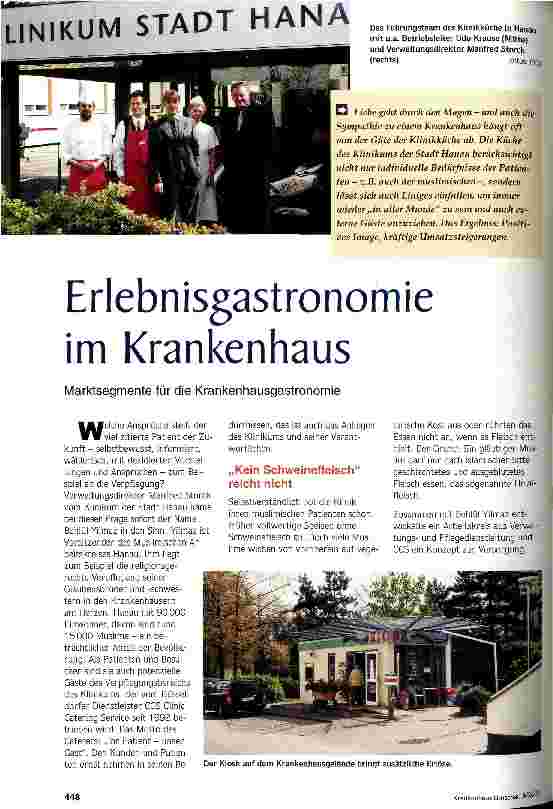 Vorschauseite 1: Erlebnisgastronomie im Krankenhaus Marktsegmente für die Krankenhausgastronomie