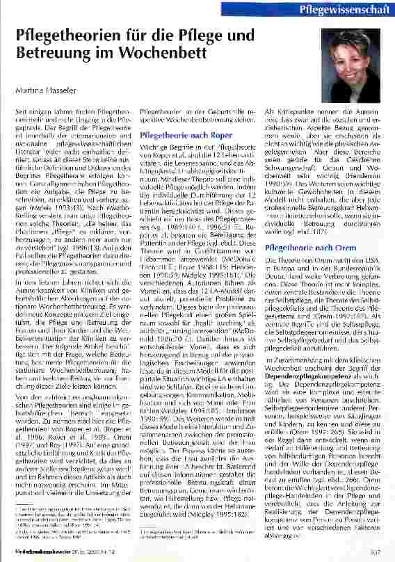 Vorschauseite 1: Pflegetheorien für die Pflege und Betreuung im Wochenbett