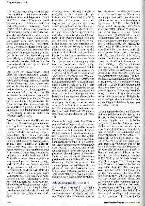 Vorschauseite 2: Pflegetheorien für die Pflege und Betreuung im Wochenbett