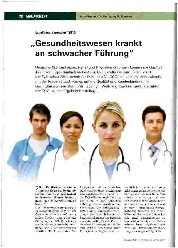Vorschauseite 1: Gesundheitswesen krankt an schwacher Führung