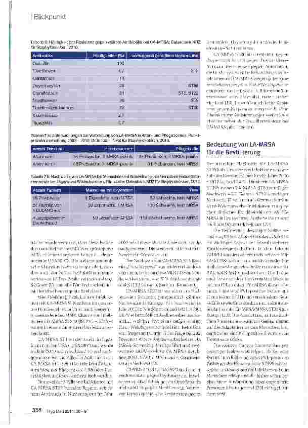 Vorschauseite 6: Auftreten und Verbreitung von MRSA in Deutschland 2010