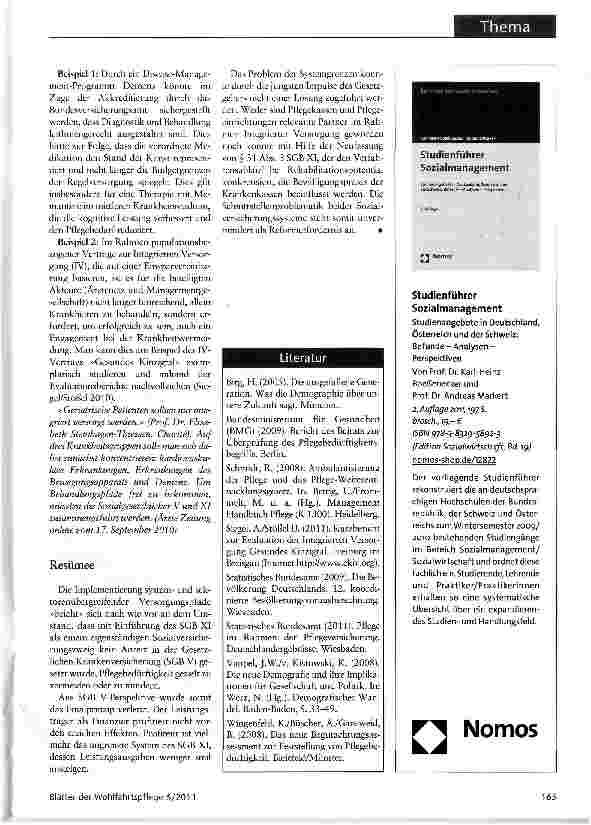 Vorschauseite 3: Systemgrenzen verhindern Prävention Der Reformbedarf in der Sozialen Pflegeversicherung