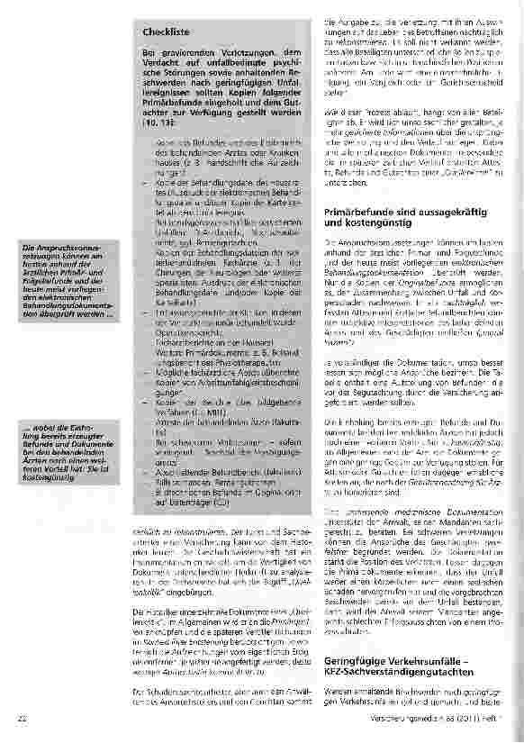 Vorschauseite 6: Medizinische Gutachten vorbereiten und vergeben: Grundlage der Regulierung von PersonenschädenTeil I der Artikelserie: Unfallbedingte Personenschäden -Grundsätze der Begutachtung