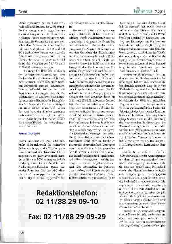 Vorschauseite 2: Betrieb von Privatkliniken durch Plankrankenhäuser