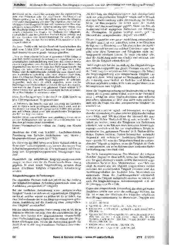 Vorschauseite 2: Das Eingruppierungsrecht des öffentlichen Dienstes unvereinbar mit dem Bologna-Prozess?