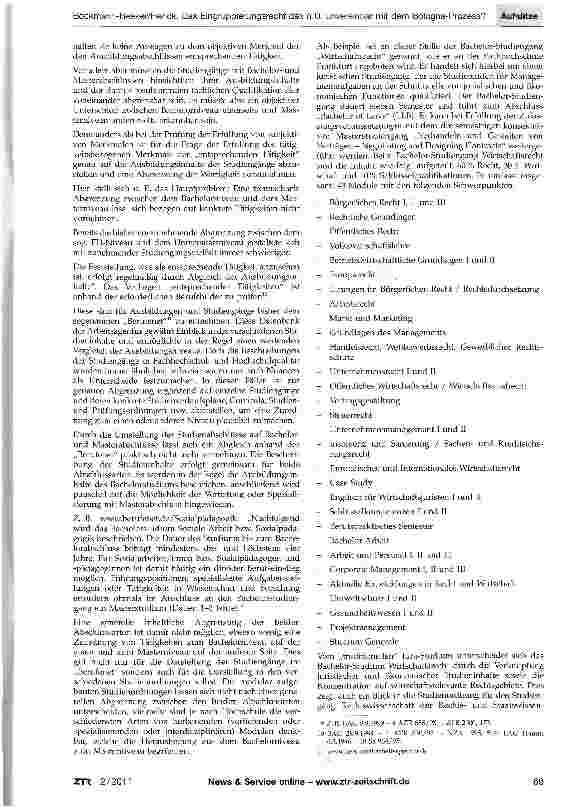 Vorschauseite 3: Das Eingruppierungsrecht des öffentlichen Dienstes unvereinbar mit dem Bologna-Prozess?