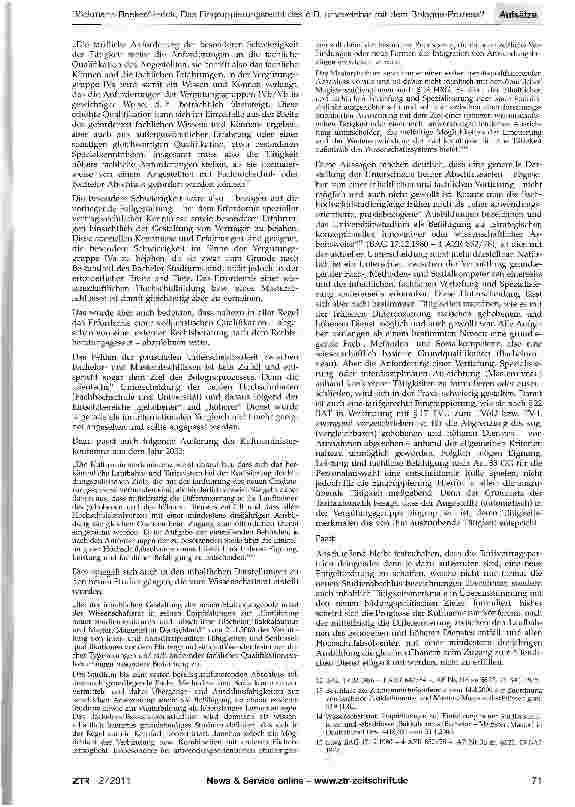 Vorschauseite 5: Das Eingruppierungsrecht des öffentlichen Dienstes unvereinbar mit dem Bologna-Prozess?