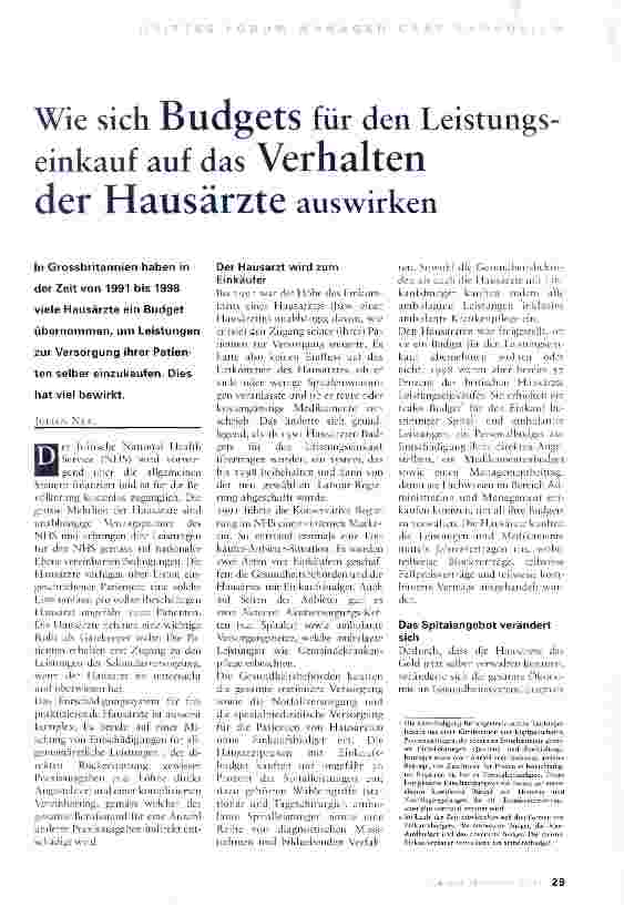 Vorschauseite 1: Wie sich Budgets für den Leistungseinkauf auf das Verhaltender Hausärzte auswirken