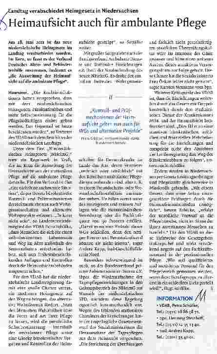 Vorschauseite 1: Heimaufsicht auch für ambulante Pflege