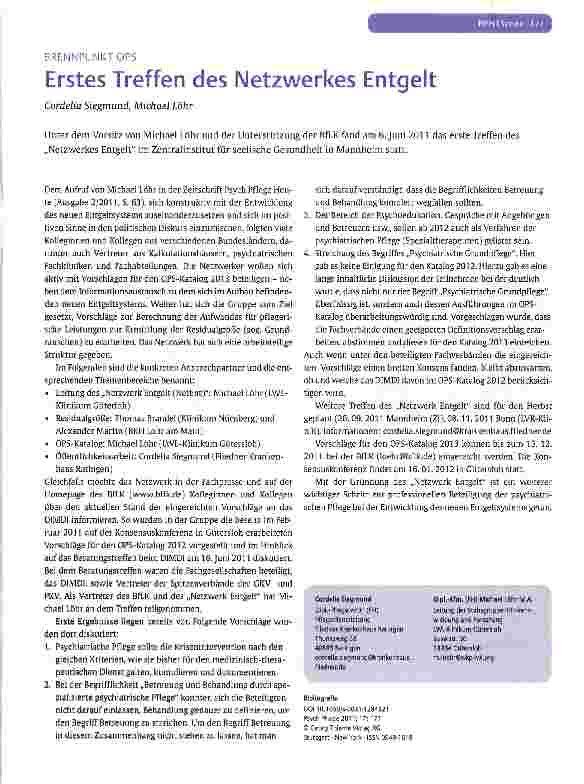 Vorschauseite 1: Erstes Treffen des Netzwerkes Entgelt