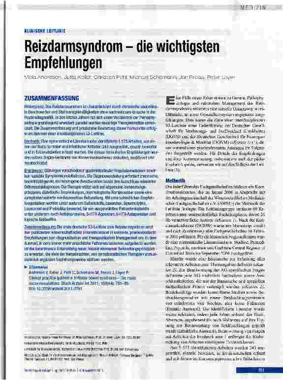 Vorschauseite 1: Reizdarmsyndrom - die wichtigsten Empfehlungen