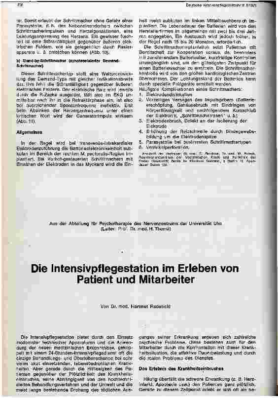Vorschauseite 1: Die Intensivpflegestation im Erleben von Patient und Mitarbeiter
