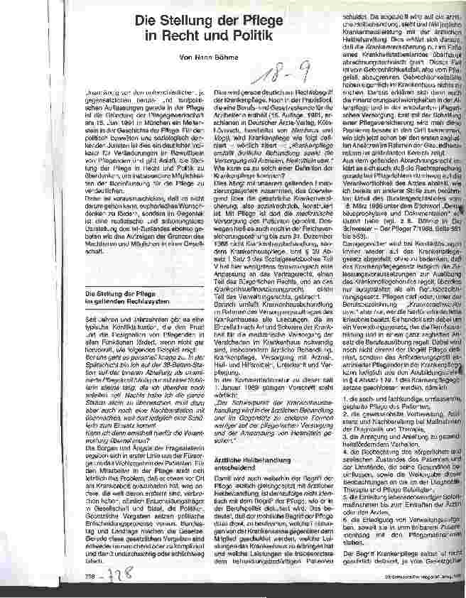 Vorschauseite 1: Die Stellung der Pflege in Recht und Politik