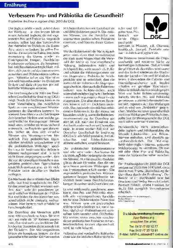 Vorschauseite 1: Verbessern Pro-Präbiotika die Gesundheit?