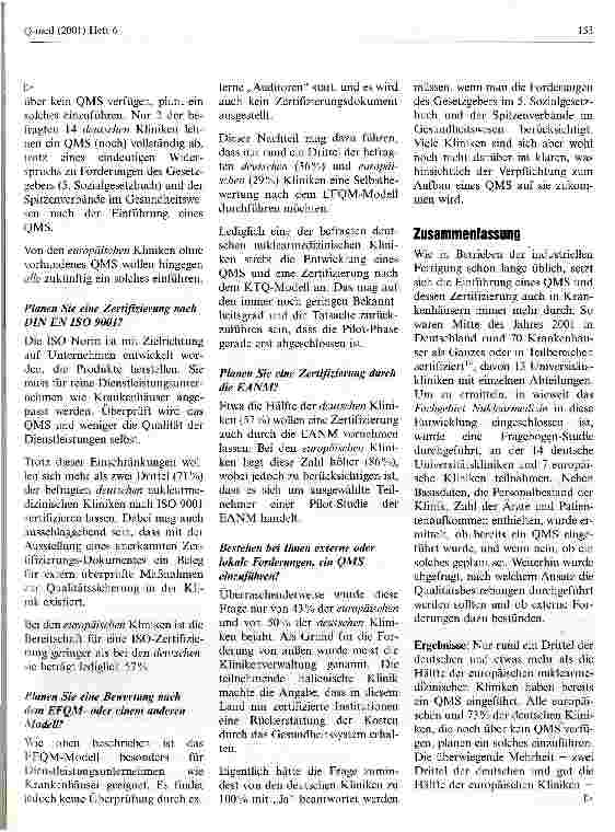 Vorschauseite 4: Qualitätsmanagement und Zertifizierung in der Nuklearmedizin Ergebnisse einer Umfrage an deutschen und europäischen Kliniken