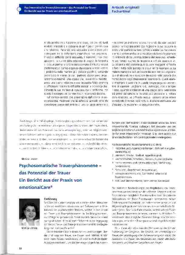 Vorschauseite 1: Psychosomatische Trauerphänomene - das Potenzial der Trauer Ein Bericht aus der Praxis von emotionalCare®