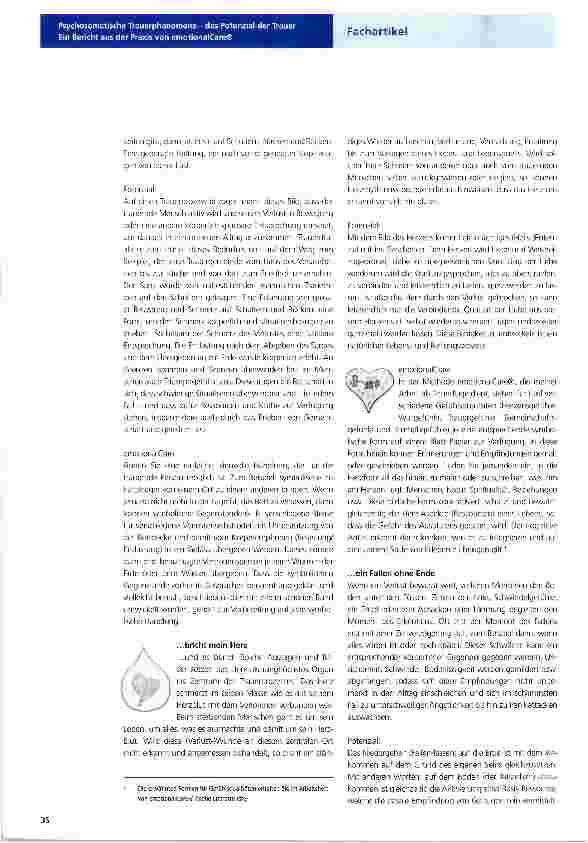 Vorschauseite 3: Psychosomatische Trauerphänomene - das Potenzial der Trauer Ein Bericht aus der Praxis von emotionalCare®