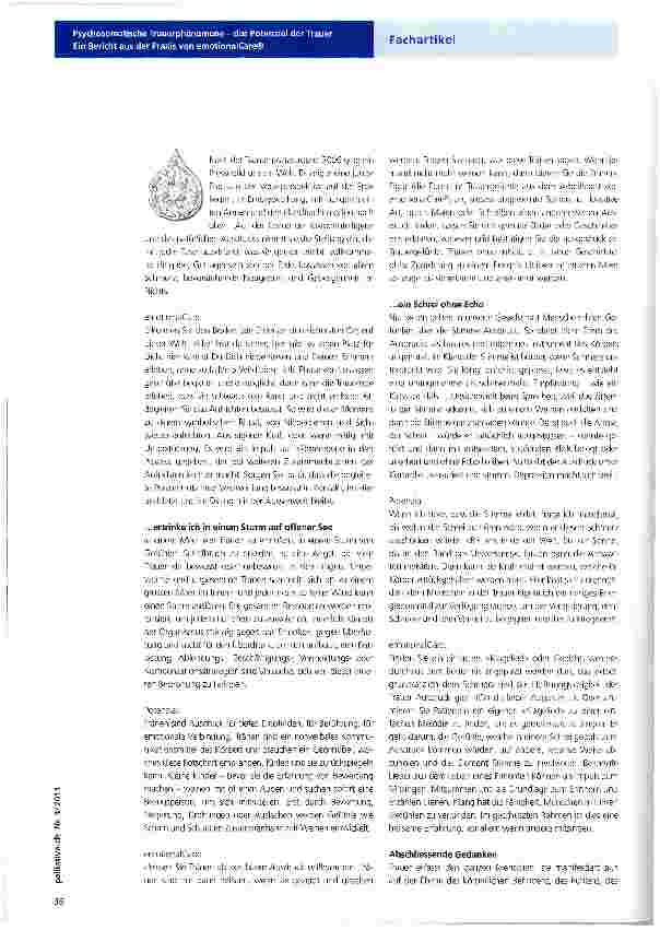 Vorschauseite 4: Psychosomatische Trauerphänomene - das Potenzial der Trauer Ein Bericht aus der Praxis von emotionalCare®