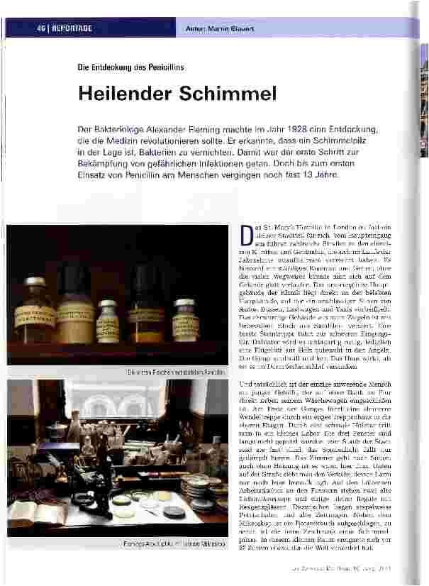 Vorschauseite 1: Die Entdeckung des Penicillins Heilender Schimmel
