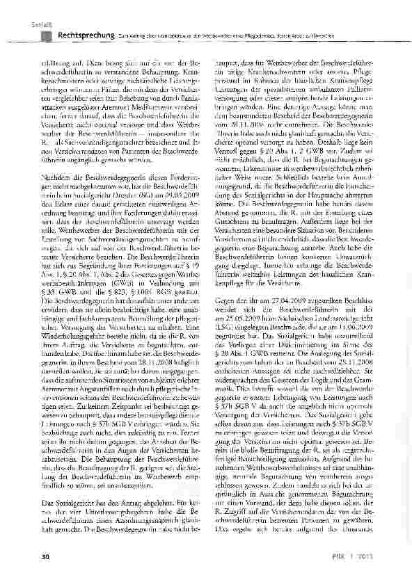 Vorschauseite 2: Zum Auftrag einer Krankenkasse an den Wettbewerber eines Pflegedienstes, dessen Arbeit zu überprüfenSGB V § 37b, § 69 Abs. 2; GWB § 19, § 20, § 21, § 33 Abs. 1; BGB § 823 Abs. 1,…