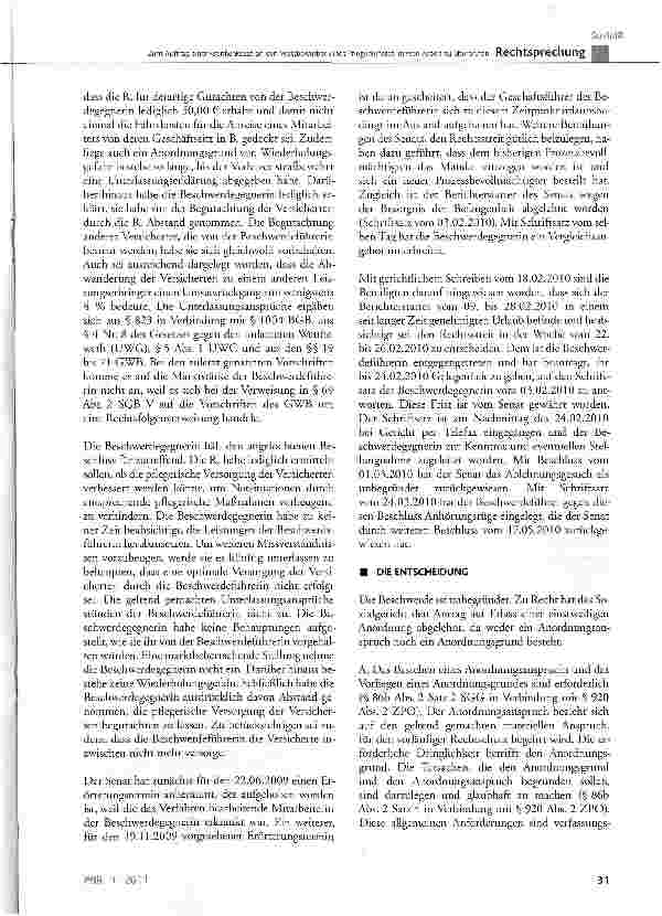 Vorschauseite 3: Zum Auftrag einer Krankenkasse an den Wettbewerber eines Pflegedienstes, dessen Arbeit zu überprüfenSGB V § 37b, § 69 Abs. 2; GWB § 19, § 20, § 21, § 33 Abs. 1; BGB § 823 Abs. 1,…