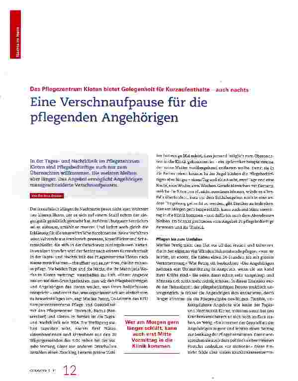 Vorschauseite 1: Eine Verschnaufpause für die pflegenden Angehörigen