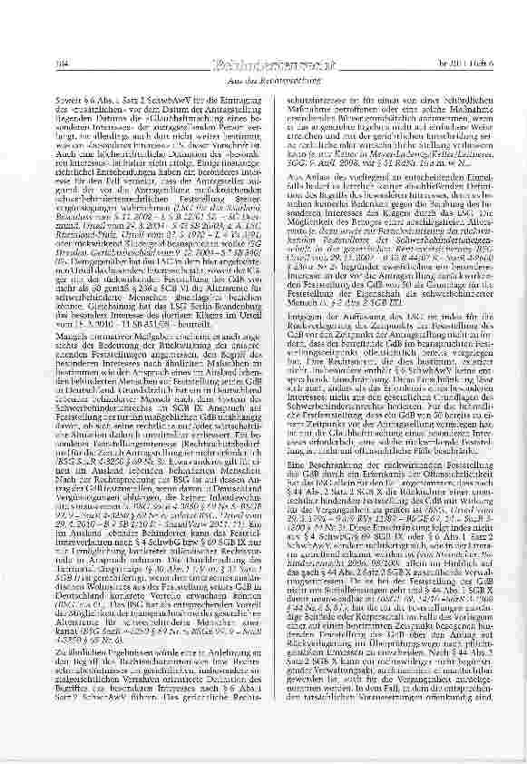 Vorschauseite 3: SGB IX § 69; SchwbAwV § 6; SGB VI § 236 a GdB - Schwerbehinderung - rückwirkende Feststellung - Feststellungsinteresse - Möglichkeit des Bezugs einer abschlagsfreien Altersrente