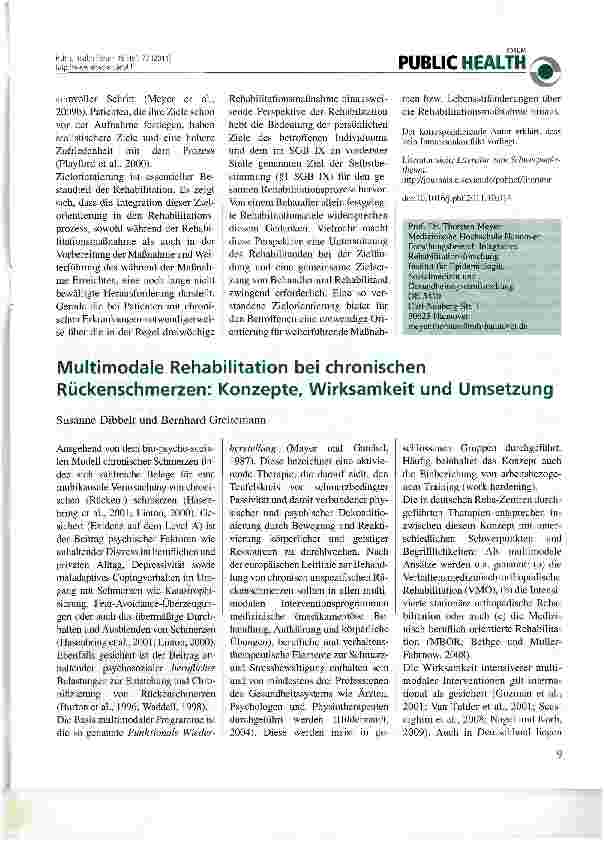 Vorschauseite 2: Zielorientierung in der medizinischen Rehabilitation weiterhin eine Herausforderung
