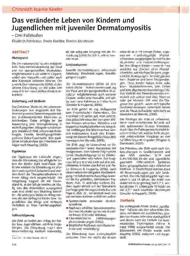 Vorschauseite 1: Das veränderte Leben von Kindern und Jugendlichen mit juveniler Dermatomyositis