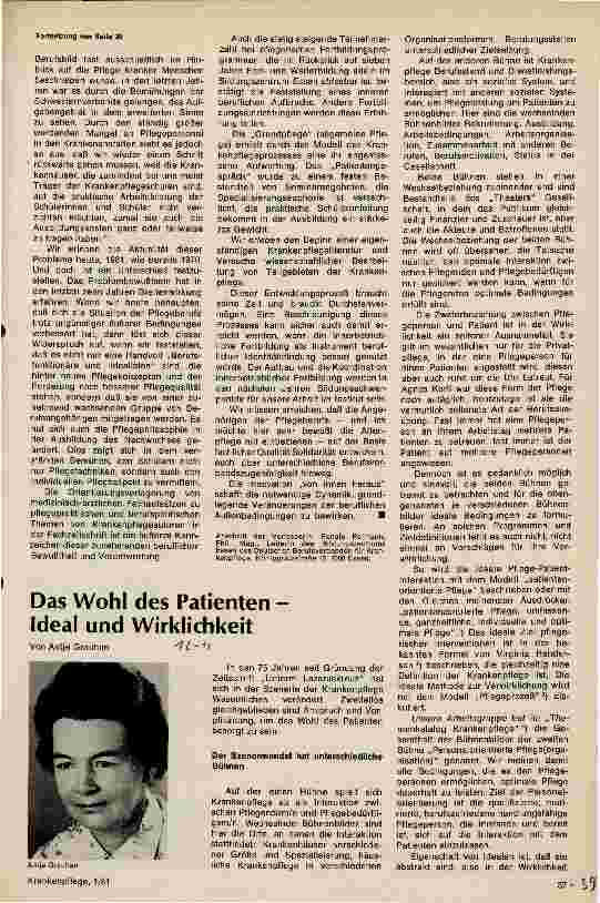 Vorschauseite 1: Das Wohl der Patienten - Ideal und Wirklichkeit