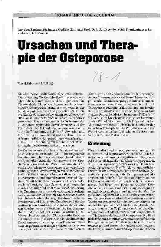 Vorschauseite 1: Ursachen und Therapie der Osteoporose