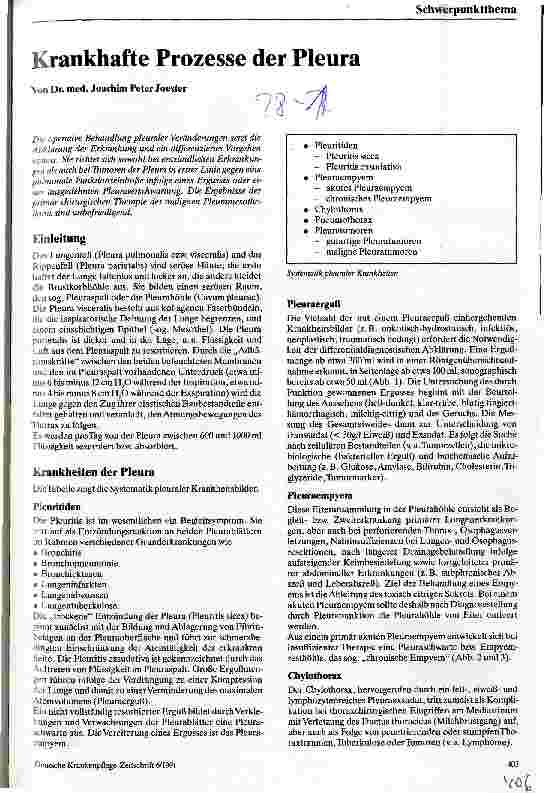 Vorschauseite 1: Krankhafte Prozesse der Pleura