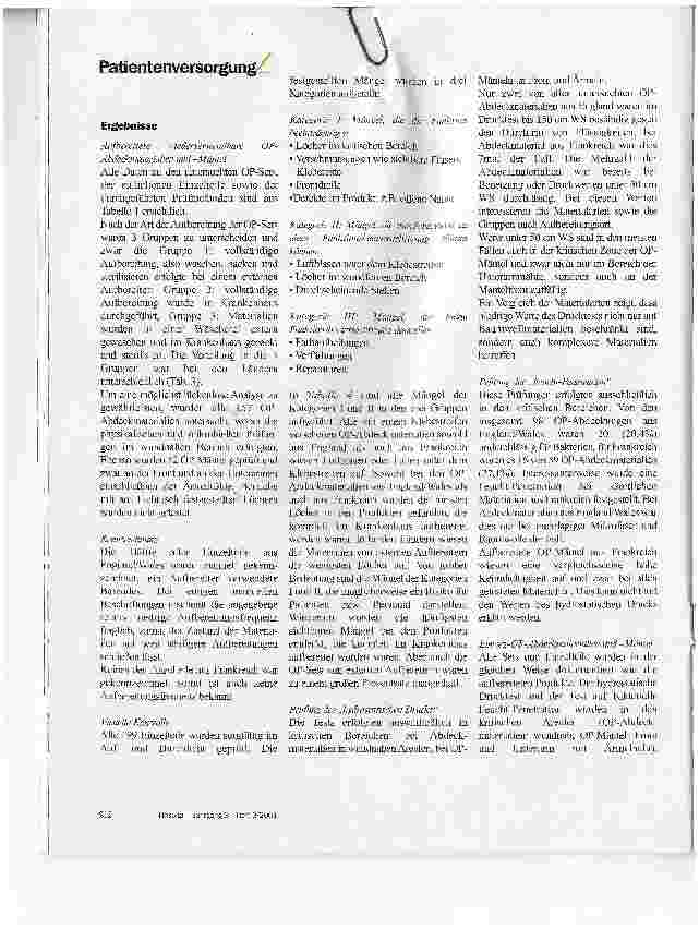 Vorschauseite 2: Qualität von OP-Abdeckmaterialien und OP-Mänteln