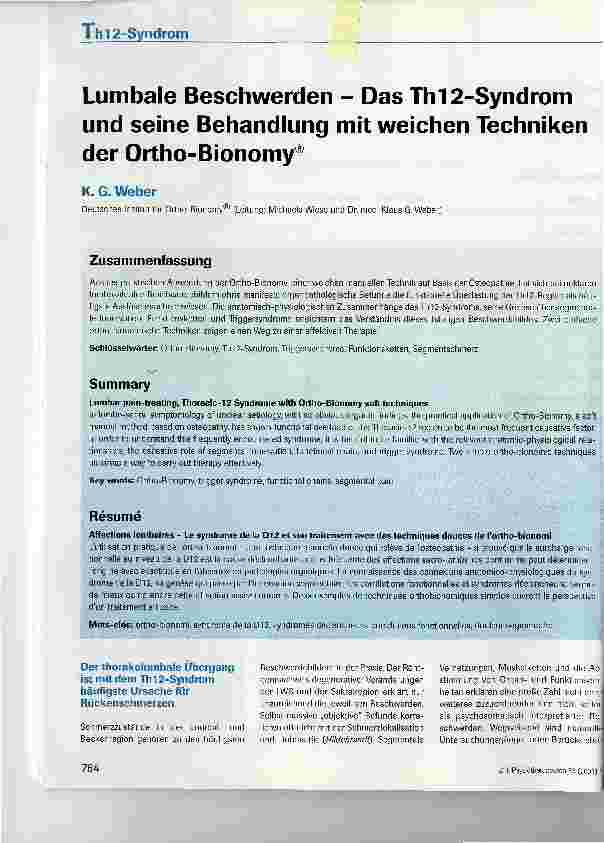 Vorschauseite 1: Lumbale Beschwerden - Das Th12-Syndrom und seine Behandlung mit weichen Techniken der Ortho-Bionomy®