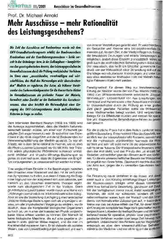Vorschauseite 1: Mehr Ausschüsse - mehr Rationalität des Leistungsgeschehens?