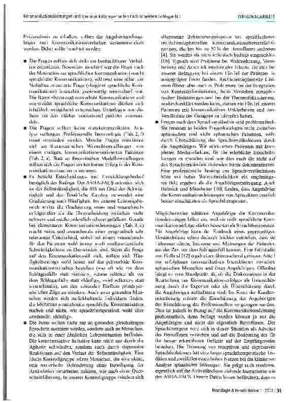 Vorschauseite 6: Kommunikationsleistungen und Kommunikationsverhalten nach schwerem Schlaganfall